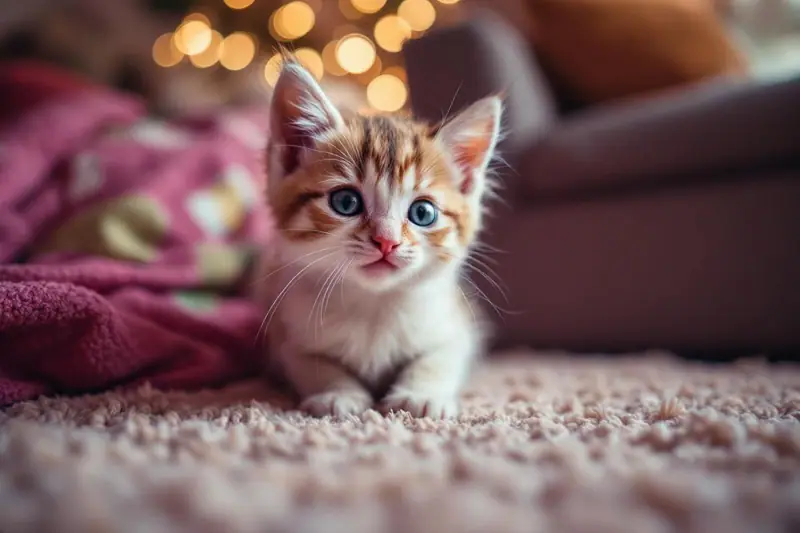 Une femme hésite entre un chaton joueur et un chat adulte calme.