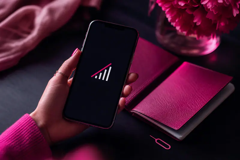 Smartphone affichant une absence de réseau, posé sur un passeport ouvert