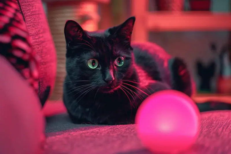 Une femme observe attentivement le langage corporel de son chat tigré à la maison.