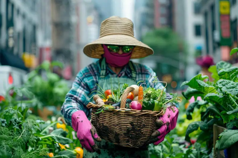 Petit potager urbain en préparation sur un balcon avec bacs et plan de culture