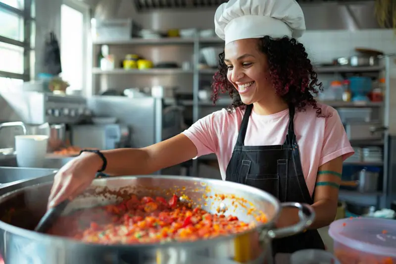 Préparations de batch cooking d’automne rangées dans des boîtes en verre