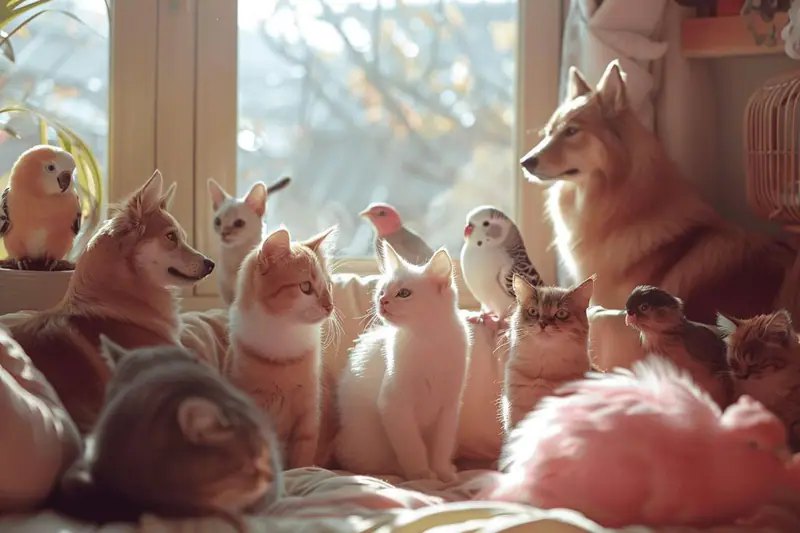 Chien, chat et lapin dans des espaces séparés et sécurisés à la maison
