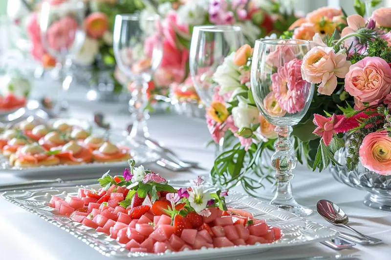 Table d’apéro dînatoire chic avec feuilletés, verrines et fromages d’hiver