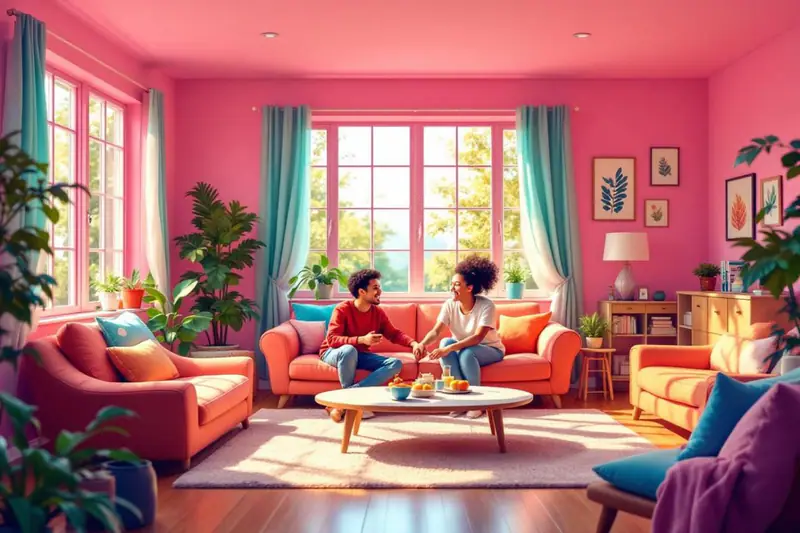 Une mère et deux enfants construisent un camp d’exploration dans le salon.