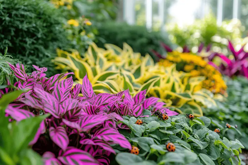 Jardinière posant un filet anti-insectes sur des choux paillés au potager.