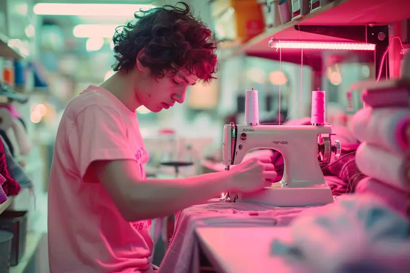 Femme découpant un vieux t-shirt pour créer un top upcyclé stylé