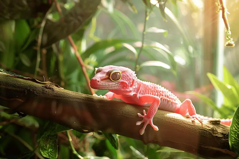 Femme vérifiant la température d’un terrarium adapté à un gecko léopard