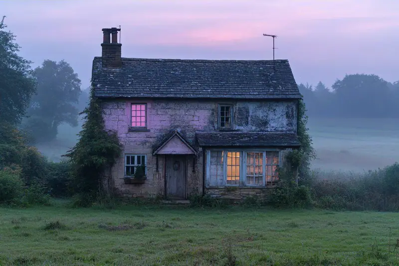 Maison ancienne rénovée avec poutres, tomettes et fenêtre bois restaurée