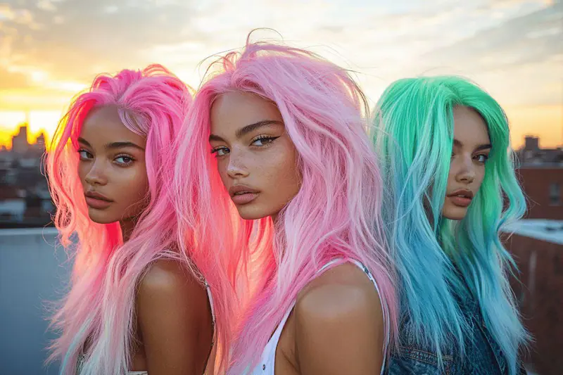 Trois femmes aux cheveux brun cacao, blond beige et roux cannelle