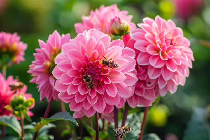 Jardinières de lavande, origan et asters visitées par des abeilles sauvages