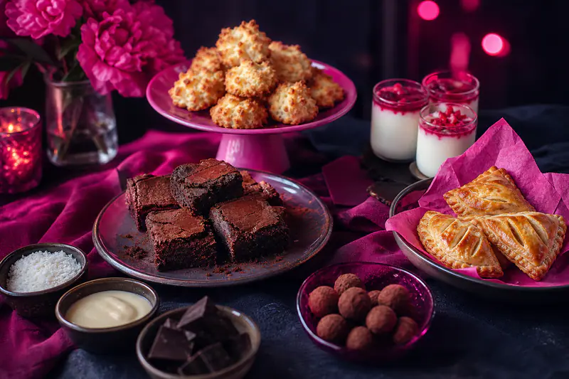 Assortiment de pâtisseries maison faciles préparées avec trois ingrédients sur une table d’hiver