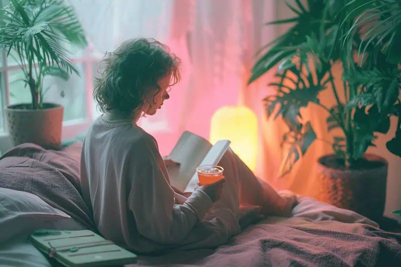 Routine matinale d’hiver avec lumière, verre d’eau et petit-déjeuner préparé