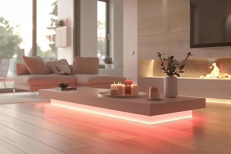 Tiroirs discrets, chariot étroit et rangements cachés dans un appartement lumineux.