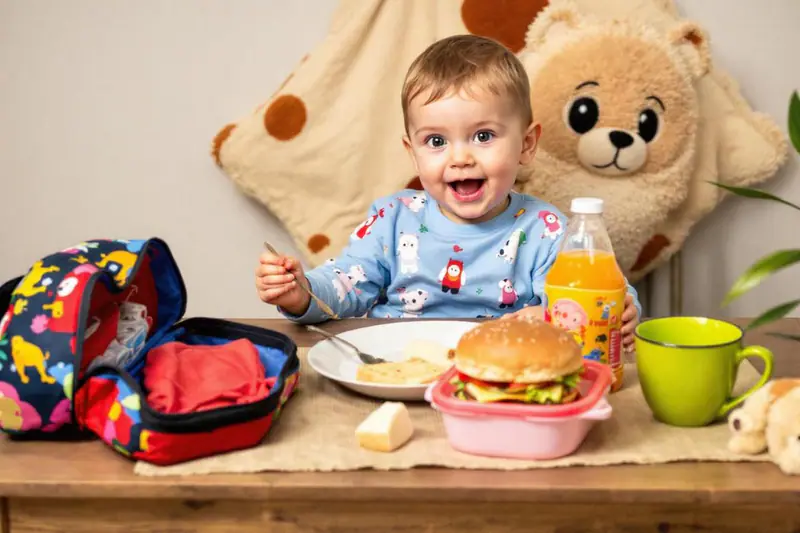 Enfants préparant leurs sacs devant un tableau de routine matinale pour l’école