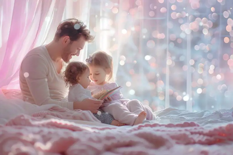 Une mère et ses enfants préparent calmement le lendemain avant le coucher