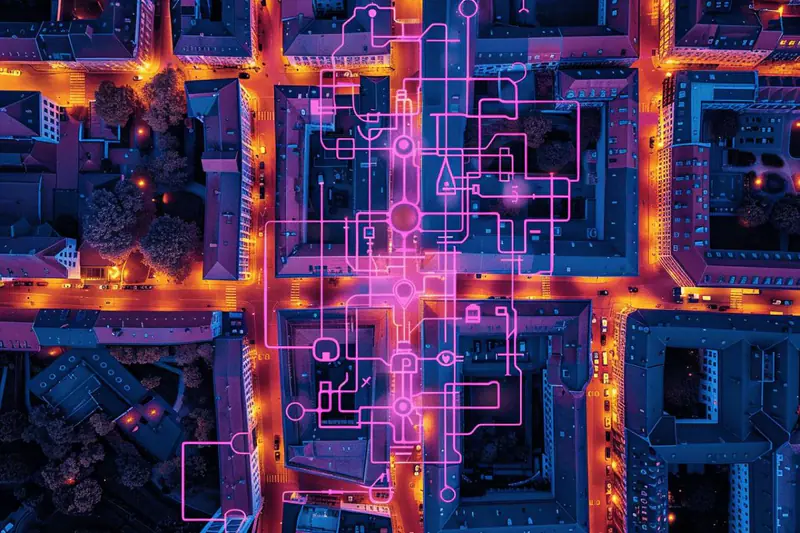 Voyageuse explorant une ruelle discrète d’une grande ville en hiver