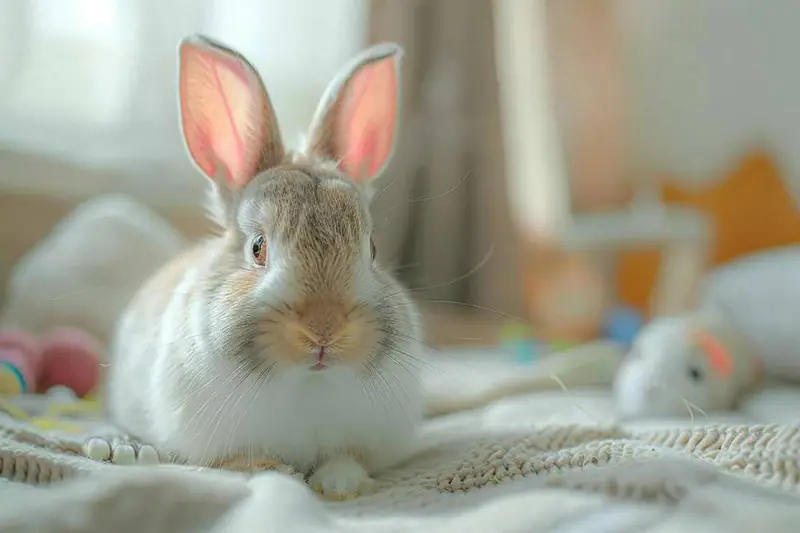 Lapin dans un enclos spacieux et sécurisé dans un appartement