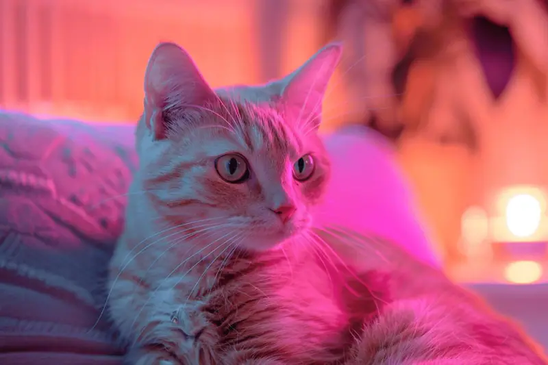 Chat tigré observant le jardin depuis un perchoir dans un appartement sécurisé